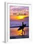 Laguna Beach, California - the Waves are Calling - Surfer and Sunset-Lantern Press-Framed Art Print
