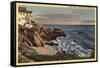 Laguna Beach, California - View of Arch Beach with Flowers-Lantern Press-Framed Stretched Canvas