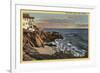 Laguna Beach, California - View of Arch Beach with Flowers-Lantern Press-Framed Premium Giclee Print