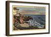 Laguna Beach, California - View of Arch Beach with Flowers-Lantern Press-Framed Art Print