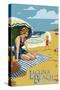 Laguna Beach, California - Woman on the Beach-Lantern Press-Stretched Canvas