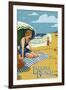 Laguna Beach, California - Woman on the Beach-Lantern Press-Framed Art Print