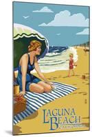 Laguna Beach, California - Woman on the Beach-Lantern Press-Mounted Art Print