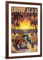 Laguna Beach, California - Woodies and Sunset-Lantern Press-Framed Art Print