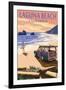 Laguna Beach, California - Woody on Beach-Lantern Press-Framed Premium Giclee Print