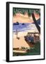 Laguna Beach, California - Woody on the Beach with Palm-Lantern Press-Framed Art Print