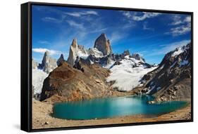 Laguna De Los Tres and Mount Fitz Roy, Los Glaciares National Park, Patagonia, Argentina-DmitryP-Framed Stretched Canvas