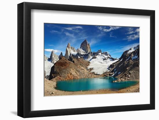 Laguna De Los Tres and Mount Fitz Roy, Los Glaciares National Park, Patagonia, Argentina-DmitryP-Framed Photographic Print