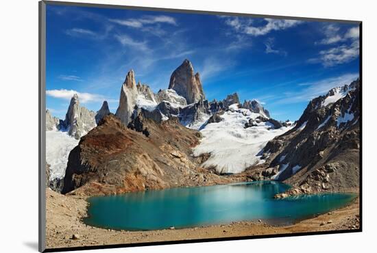 Laguna De Los Tres and Mount Fitz Roy, Los Glaciares National Park, Patagonia, Argentina-DmitryP-Mounted Photographic Print