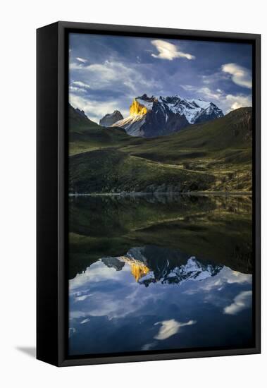 Laguna Reflections, Magallanes Region, Torres Del Paine National Park, Lago Pehoe, Chile-Jay Goodrich-Framed Stretched Canvas