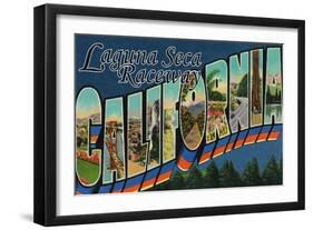 Laguna Seca Raceway, CA - Large Letter Scenes-Lantern Press-Framed Art Print