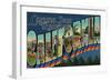 Laguna Seca Raceway, CA - Large Letter Scenes-Lantern Press-Framed Art Print