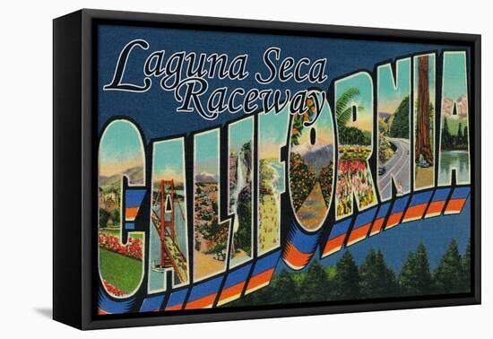 Laguna Seca Raceway, CA - Large Letter Scenes-Lantern Press-Framed Stretched Canvas
