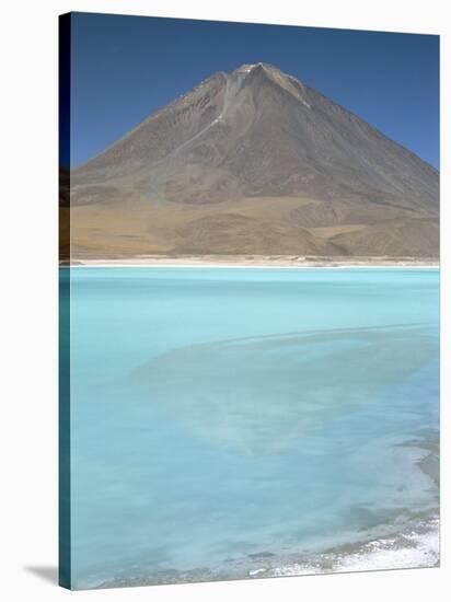 Laguna Verde with Mineral Flat Margin and Volcan Licancabur, 5960M, Southwest Highlands, Bolivia-Tony Waltham-Stretched Canvas