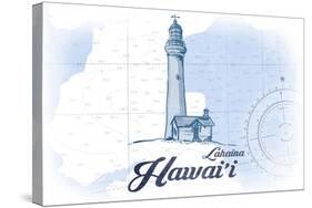 Lahaina, Hawaii - Lighthouse - Blue - Coastal Icon-Lantern Press-Stretched Canvas