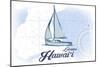 Lahaina, Hawaii - Sailboat - Blue - Coastal Icon-Lantern Press-Mounted Art Print