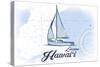 Lahaina, Hawaii - Sailboat - Blue - Coastal Icon-Lantern Press-Stretched Canvas