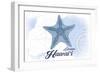 Lahaina, Hawaii - Starfish - Blue - Coastal Icon-Lantern Press-Framed Art Print