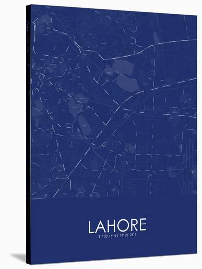 Lahore, Pakistan Blue Map-null-Stretched Canvas