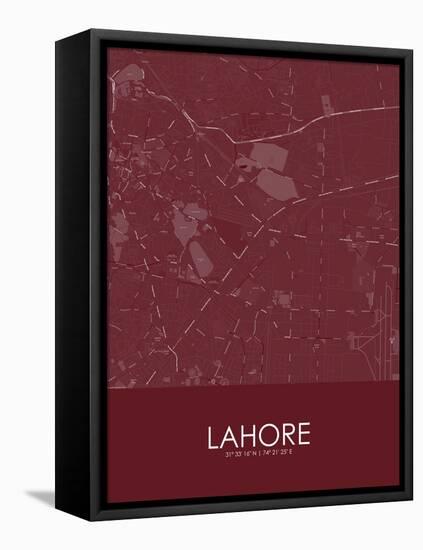 Lahore, Pakistan Red Map-null-Framed Stretched Canvas