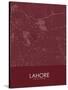 Lahore, Pakistan Red Map-null-Stretched Canvas