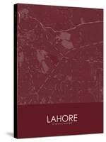 Lahore, Pakistan Red Map-null-Stretched Canvas