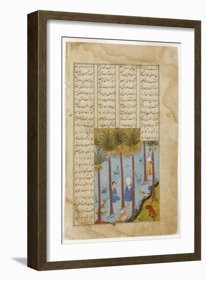 Laila Visits Majnun in a Palm Grove, C.1475-null-Framed Giclee Print
