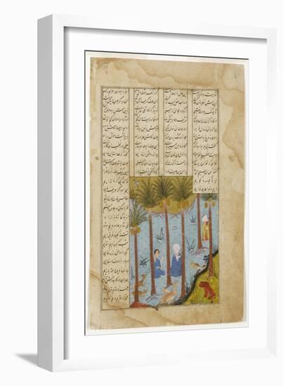 Laila Visits Majnun in a Palm Grove, C.1475-null-Framed Giclee Print