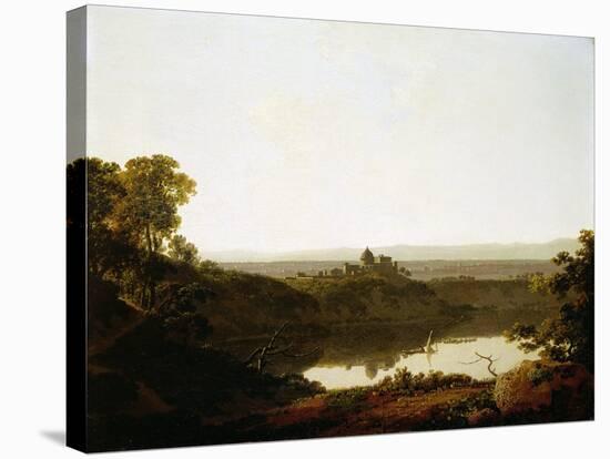 Lake Albano and Castel Gandolfo-Joseph Wright of Derby-Stretched Canvas