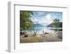 Lake Alpsee Near Castle Neuschwanstein and Fuessen Town with People Enjoying Leisure Activities-Andreas Brandl-Framed Photographic Print