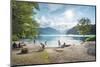 Lake Alpsee Near Castle Neuschwanstein and Fuessen Town with People Enjoying Leisure Activities-Andreas Brandl-Mounted Photographic Print