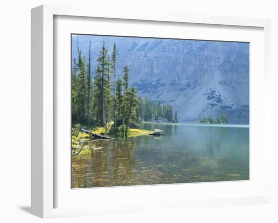 Lake and Conifers Below Cliffs, Brown Duck Mountain, High Uintas Wilderness, Ashley National Forest-Scott T^ Smith-Framed Photographic Print