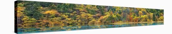 Lake and forest in autumn, China-Frank Krahmer-Stretched Canvas
