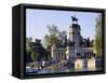 Lake and Monument at Park, Parque Del Buen Retiro (Parque Del Retiro), Retiro, Madrid, Spain-Richard Nebesky-Framed Stretched Canvas