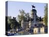 Lake and Monument at Park, Parque Del Buen Retiro (Parque Del Retiro), Retiro, Madrid, Spain-Richard Nebesky-Stretched Canvas