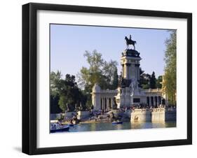 Lake and Monument at Park, Parque Del Buen Retiro (Parque Del Retiro), Retiro, Madrid, Spain-Richard Nebesky-Framed Premium Photographic Print