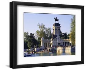 Lake and Monument at Park, Parque Del Buen Retiro (Parque Del Retiro), Retiro, Madrid, Spain-Richard Nebesky-Framed Photographic Print