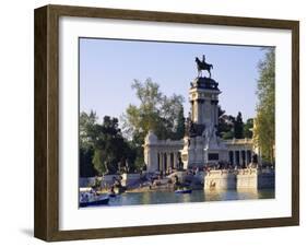 Lake and Monument at Park, Parque Del Buen Retiro (Parque Del Retiro), Retiro, Madrid, Spain-Richard Nebesky-Framed Photographic Print