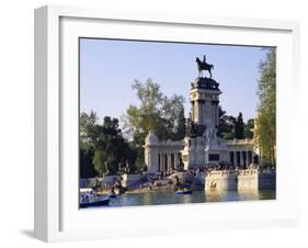 Lake and Monument at Park, Parque Del Buen Retiro (Parque Del Retiro), Retiro, Madrid, Spain-Richard Nebesky-Framed Photographic Print