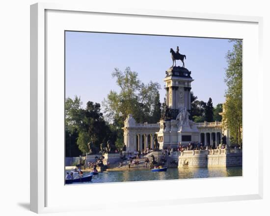 Lake and Monument at Park, Parque Del Buen Retiro (Parque Del Retiro), Retiro, Madrid, Spain-Richard Nebesky-Framed Photographic Print