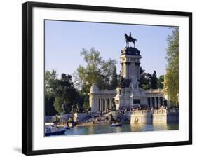 Lake and Monument at Park, Parque Del Buen Retiro (Parque Del Retiro), Retiro, Madrid, Spain-Richard Nebesky-Framed Photographic Print