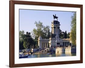 Lake and Monument at Park, Parque Del Buen Retiro (Parque Del Retiro), Retiro, Madrid, Spain-Richard Nebesky-Framed Photographic Print