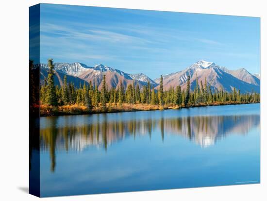 Lake and Mountains along Denali Highway, Autumn, Alaska, USA-Terry Eggers-Stretched Canvas