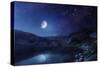 Lake and Mountains at Night Against Starry Sky, Pirin National Park, Bulgaria-null-Stretched Canvas