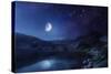 Lake and Mountains at Night Against Starry Sky, Pirin National Park, Bulgaria-null-Stretched Canvas