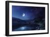 Lake and Mountains at Night Against Starry Sky, Pirin National Park, Bulgaria-null-Framed Premium Photographic Print