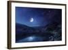 Lake and Mountains at Night Against Starry Sky, Pirin National Park, Bulgaria-null-Framed Photographic Print