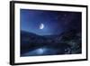 Lake and Mountains at Night Against Starry Sky, Pirin National Park, Bulgaria-null-Framed Photographic Print