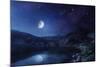 Lake and Mountains at Night Against Starry Sky, Pirin National Park, Bulgaria-null-Mounted Photographic Print