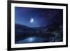 Lake and Mountains at Night Against Starry Sky, Pirin National Park, Bulgaria-null-Framed Photographic Print